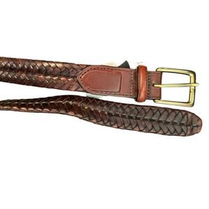 Brighton Men's Brown Sterling Braided Leather Belt Size 38